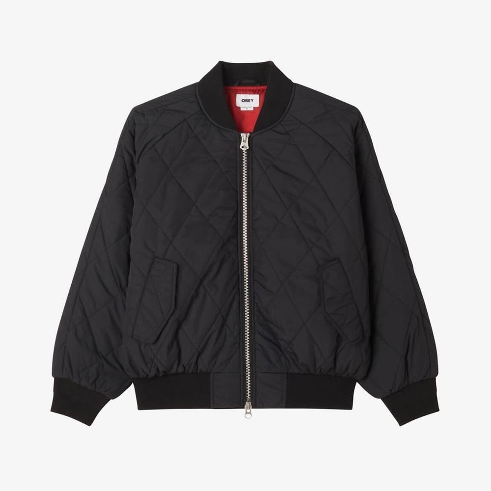 Obey Black Quilted Bomber Jacket